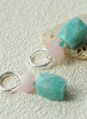 水晶耳环串珠面粉套刻彩色女度假