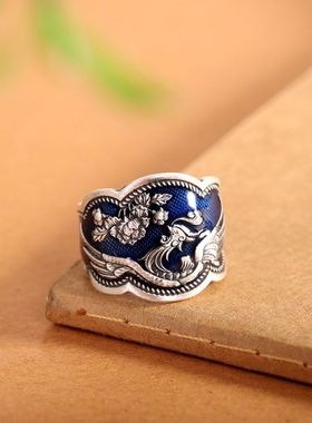 烧蓝民族风凤凰999戒子牡丹花