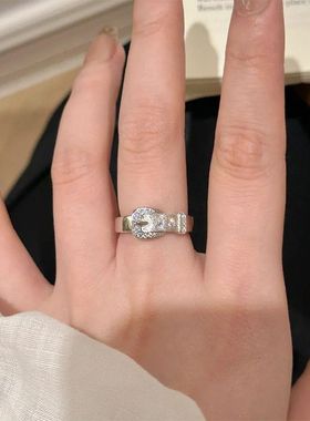 时尚小众锆石戒十字架扣指环食指