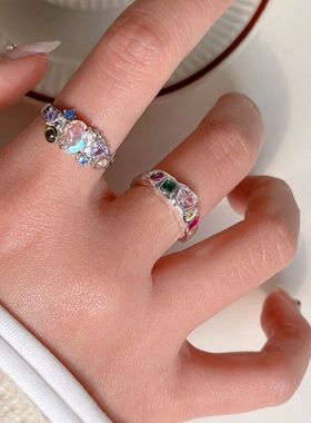 欧泊肌理INS锆石小众镶月光石微