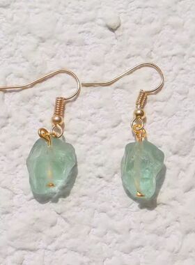 时尚耳饰新潮水晶萤石耳饰制S925