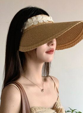 女夏空顶大帽檐拍照防晒遮阳沙滩