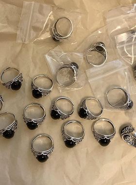 复古设计女玛瑙镂空潮款指环戒指