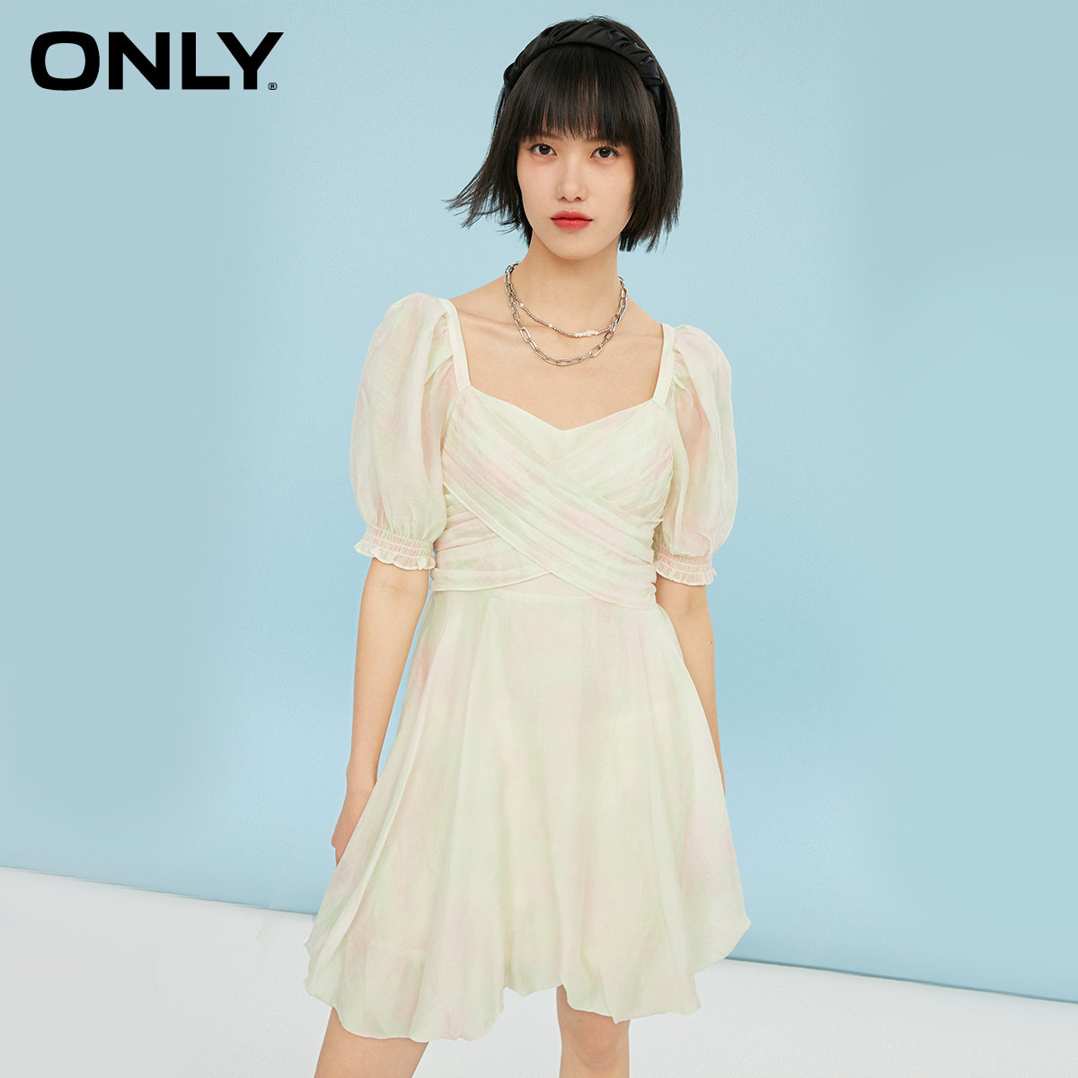 only奥莱春季气质淑女纯色连衣裙 ONLYoutlets店连衣裙