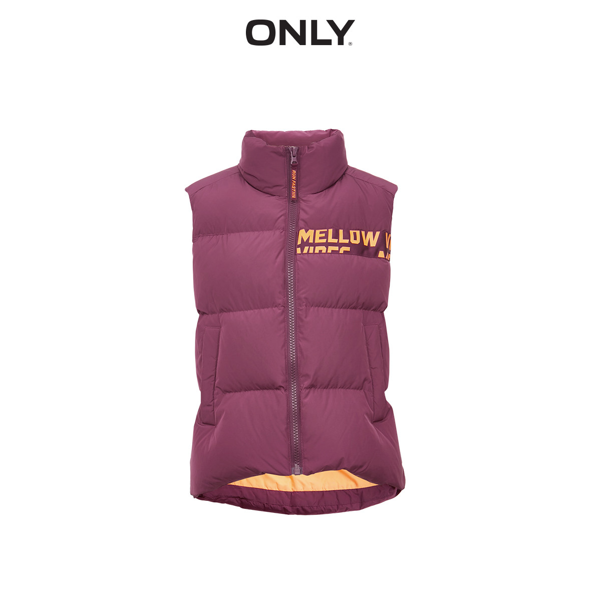 only奥莱秋季新款宽松字母修身马甲 ONLYoutlets店羽绒服