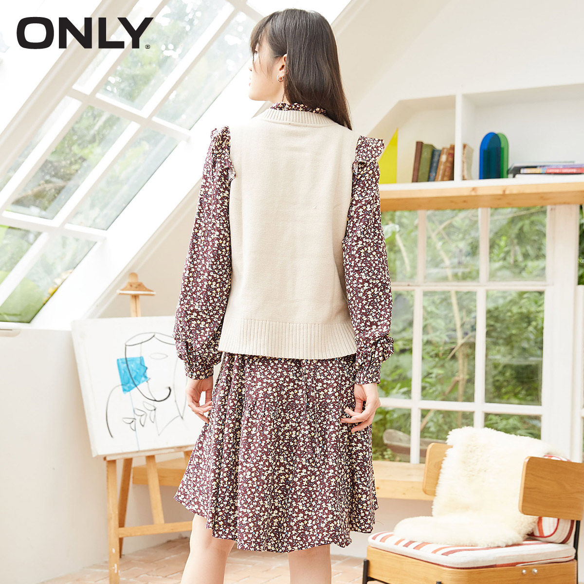 only奥莱春季两件套荷叶边连衣裙 ONLYoutlets店连衣裙