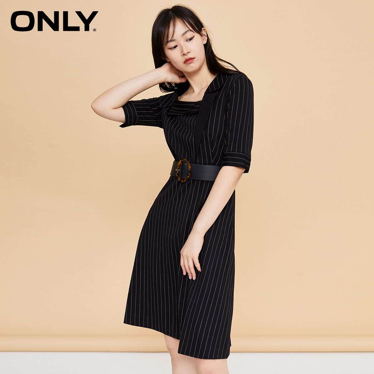 only奥莱冬季新款条纹简约连衣裙 ONLYoutlets店连衣裙