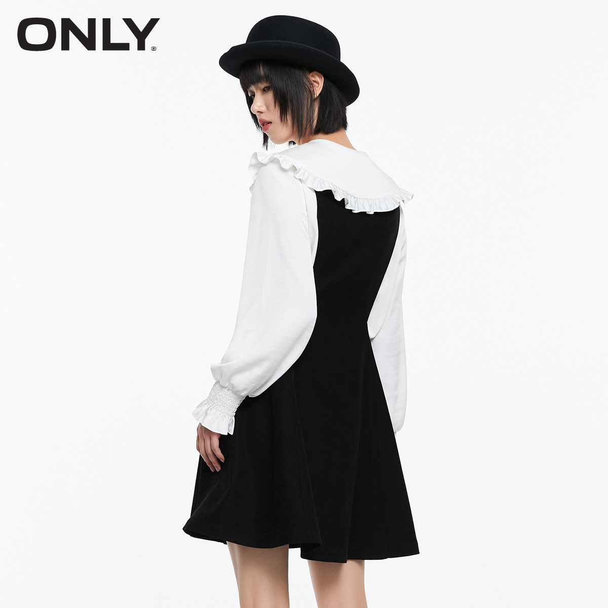 only2021冬季新款时尚娃娃领连衣裙 ONLYoutlets店连衣裙