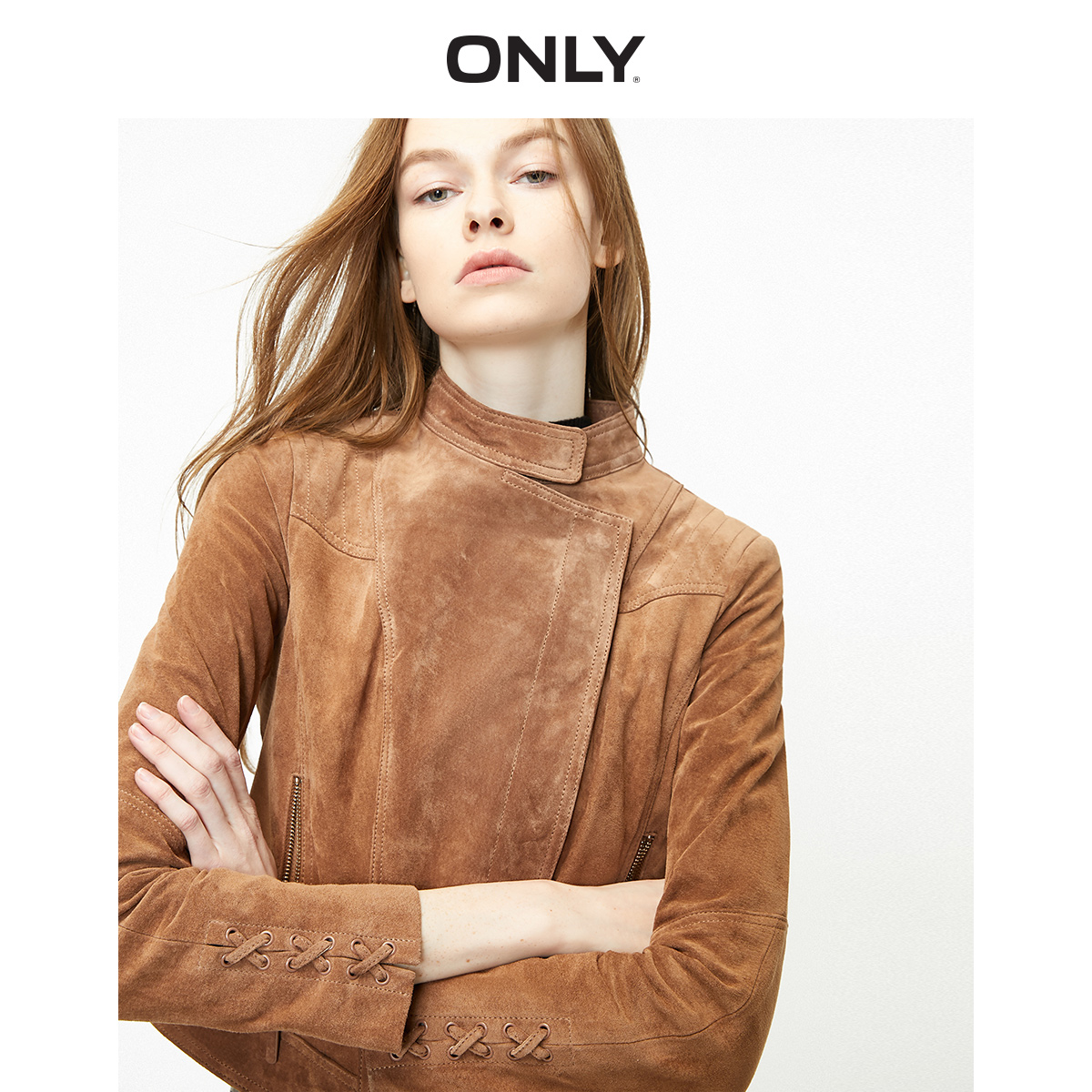 only奥莱短款修身显瘦绒面皮衣夹克 ONLYoutlets店皮衣