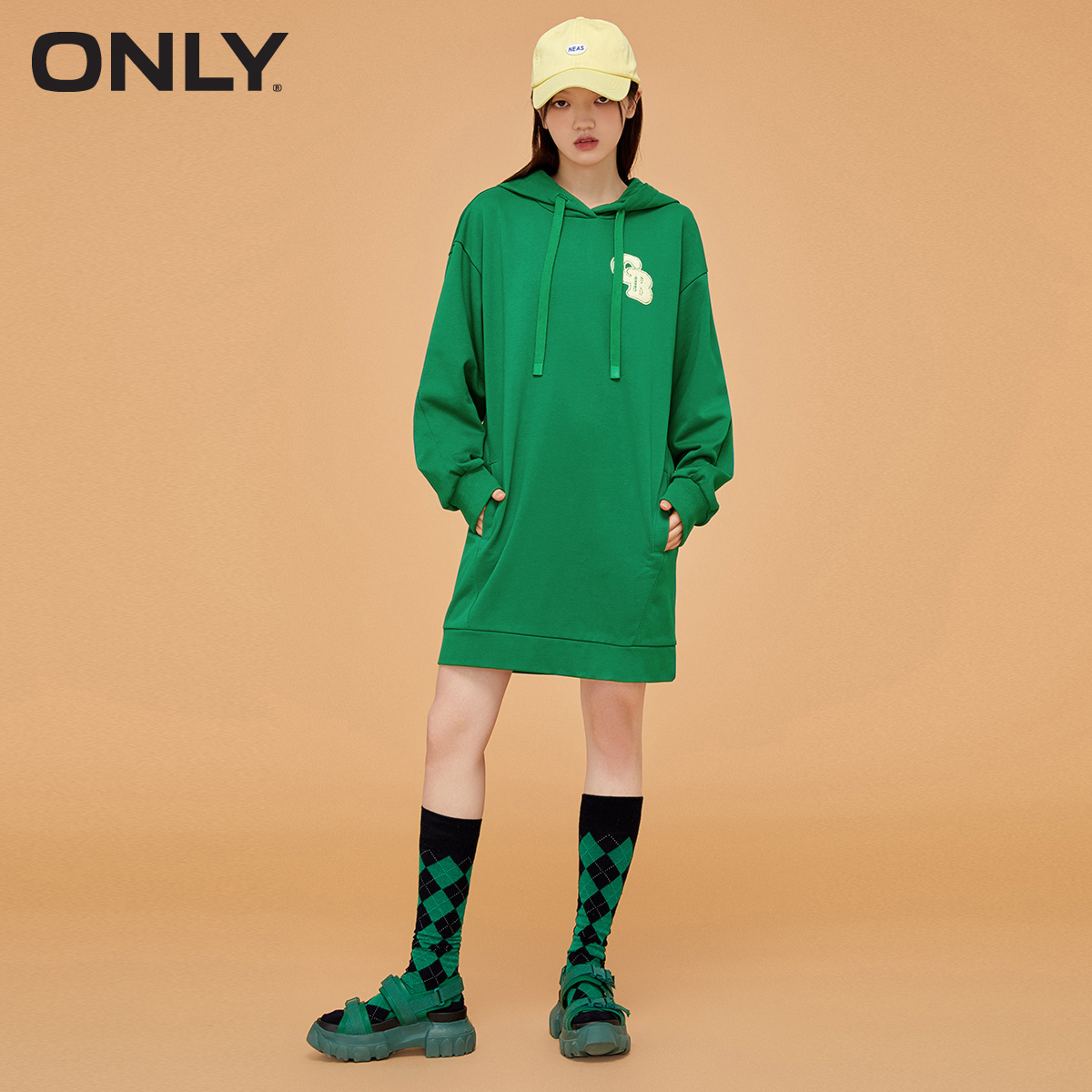 only奥莱春季新款时尚宽松卫衣裙 ONLYoutlets店连衣裙