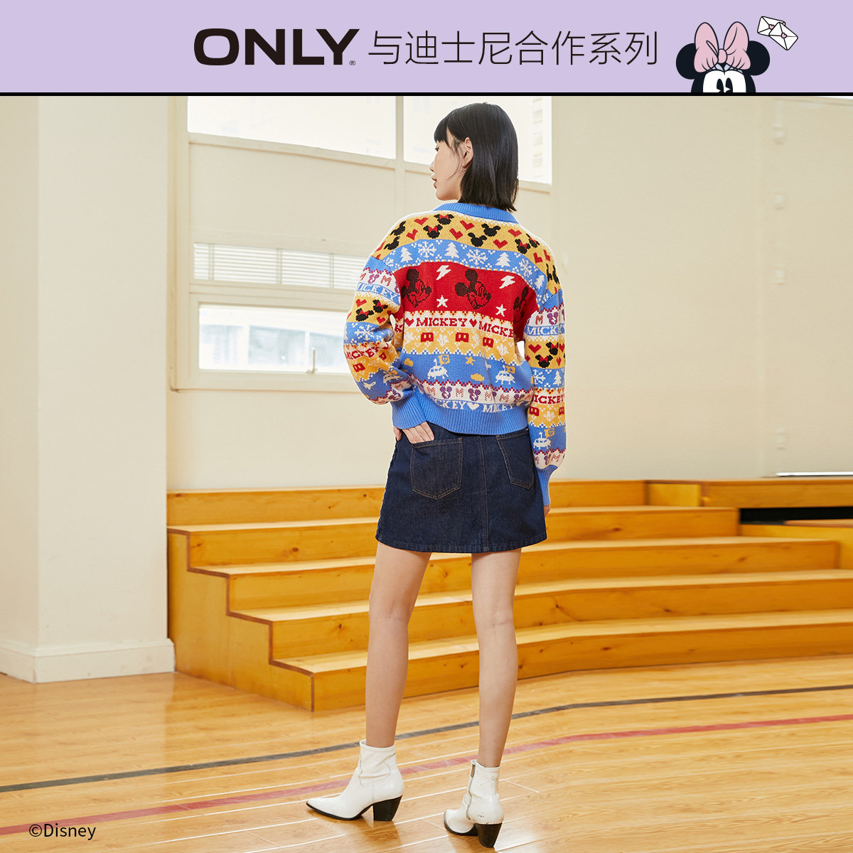only奥莱冬季迪士尼米奇联名款毛衣 ONLYoutlets店毛针织衫