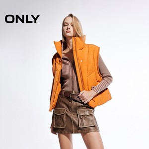 【ONLY奥莱】冬季新款90白鸭绒时尚设计感立领羽绒马甲女