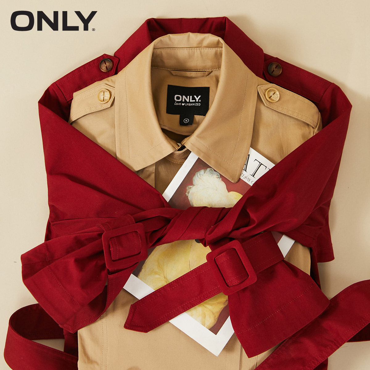 only2020宽松英伦风淑女收腰女风衣 ONLYoutlets店风衣