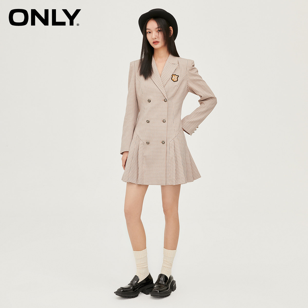 only2021冬季新款复古jk风连衣裙 ONLYoutlets店连衣裙