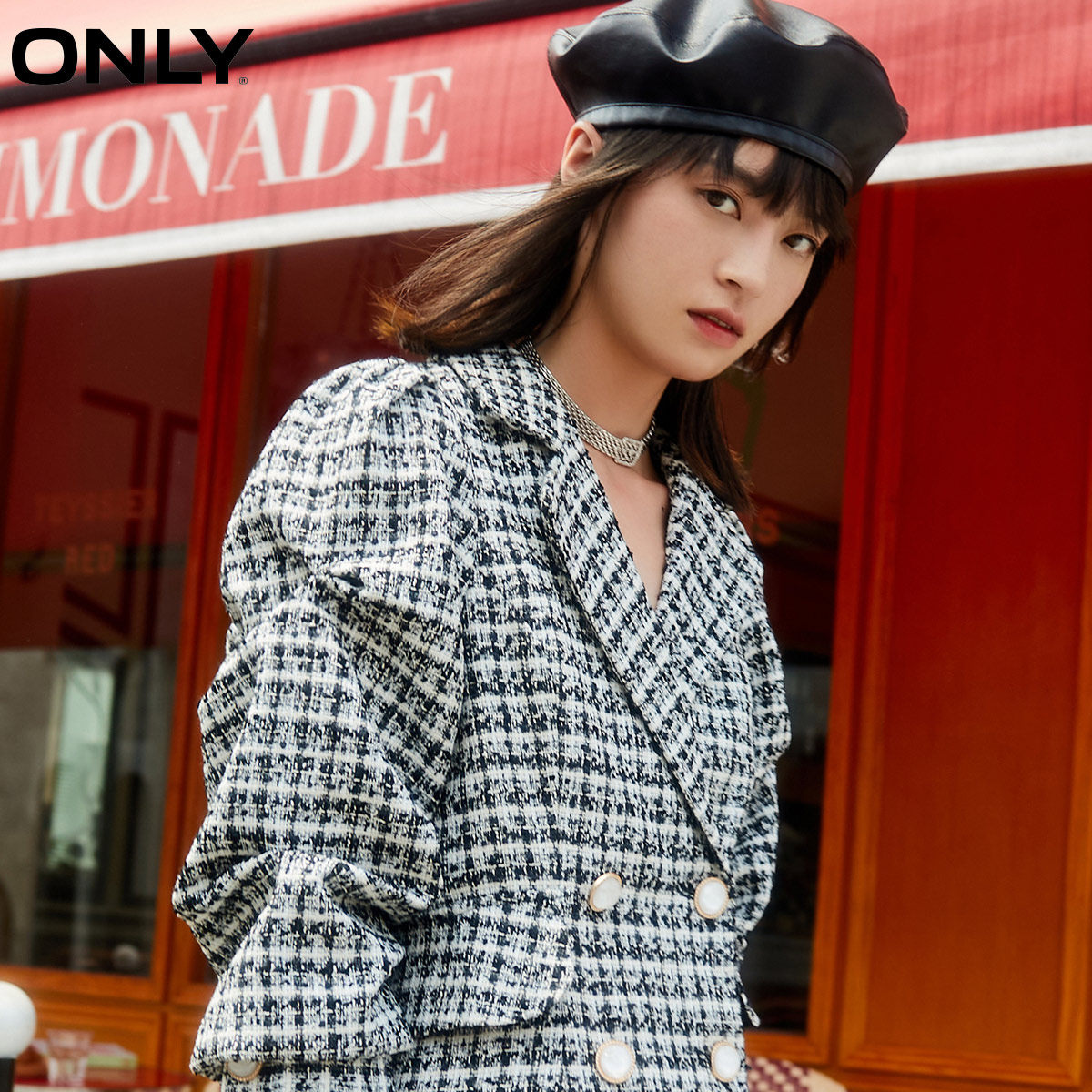 only奥莱短款收腰显瘦英伦女连衣裙 ONLYoutlets店连衣裙