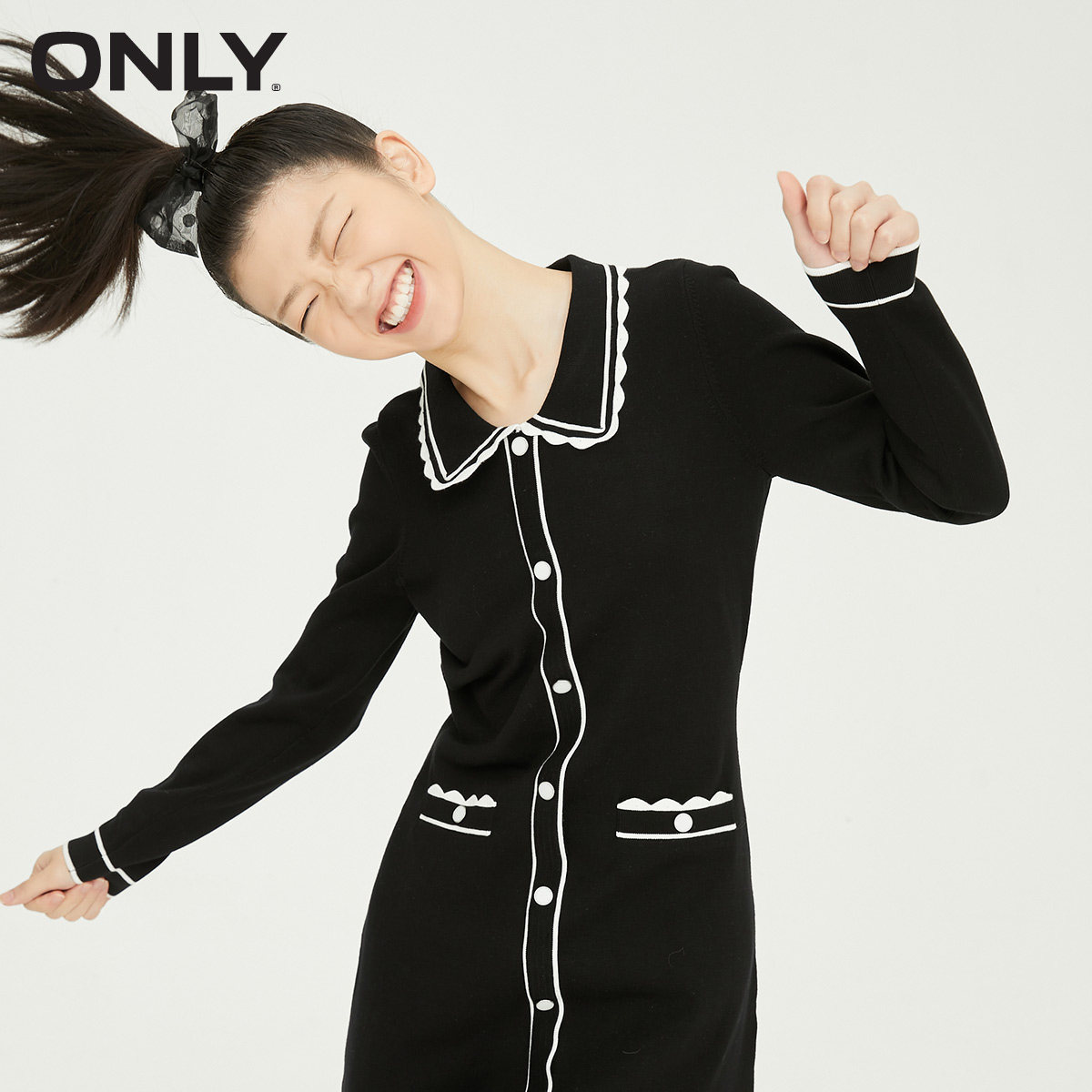 only2021冬季新款法式复古连衣裙 ONLYoutlets店连衣裙