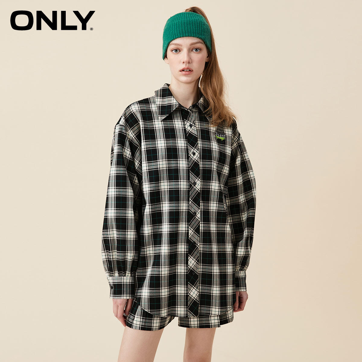 only奥莱2023春季新款百搭格纹衬衫 ONLYoutlets店衬衫