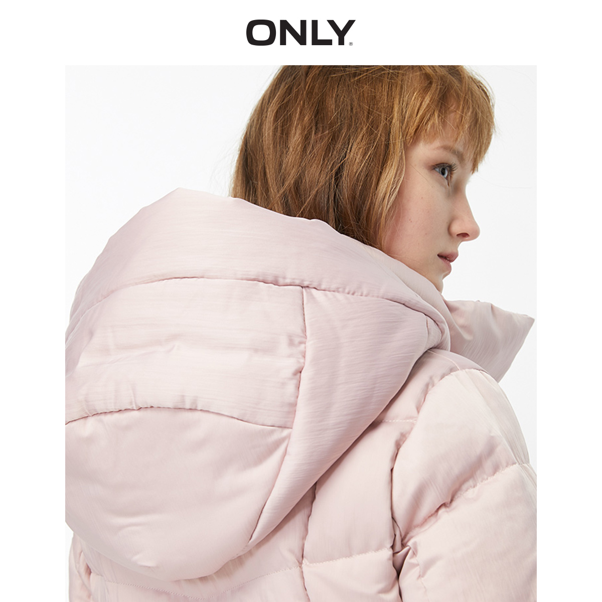 only冬季新款收腰竖纹肌理面料 ONLYoutlets店羽绒服