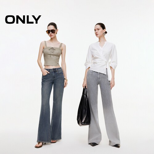 【ONLY奥莱】春季约克线剪裁设计做旧水洗显瘦喇叭裤长裤牛仔裤女 - 图1