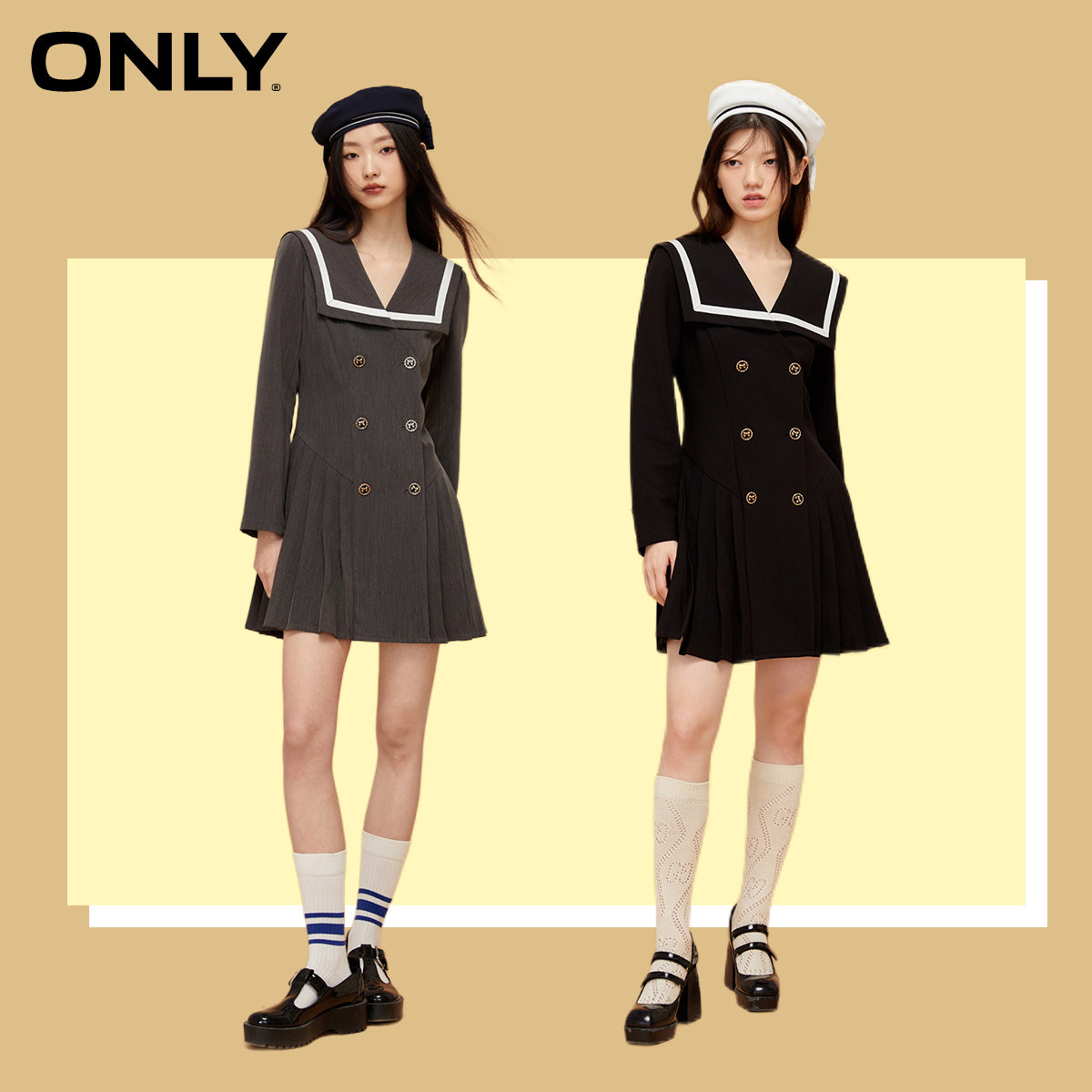 【海军风】only奥莱春季新款连衣裙 ONLYoutlets店连衣裙