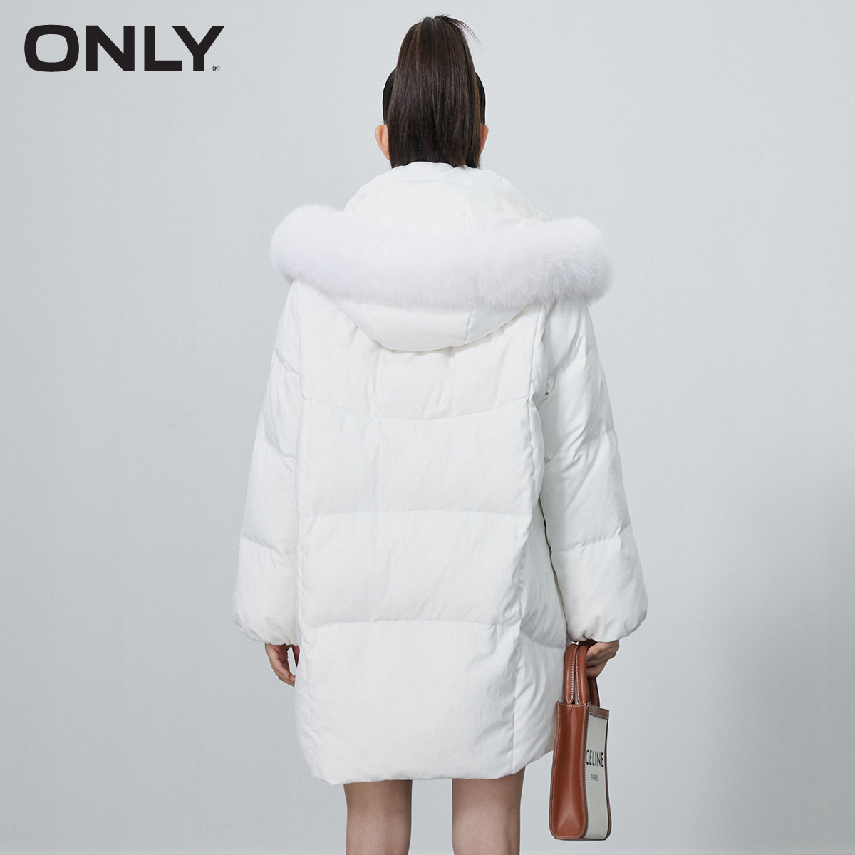 only2021冬季新款蝴蝶结羽绒服 ONLYoutlets店羽绒服