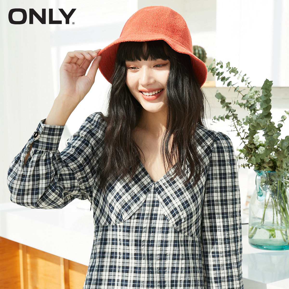 only2021冬季新款a字收腰连衣裙 ONLYoutlets店连衣裙