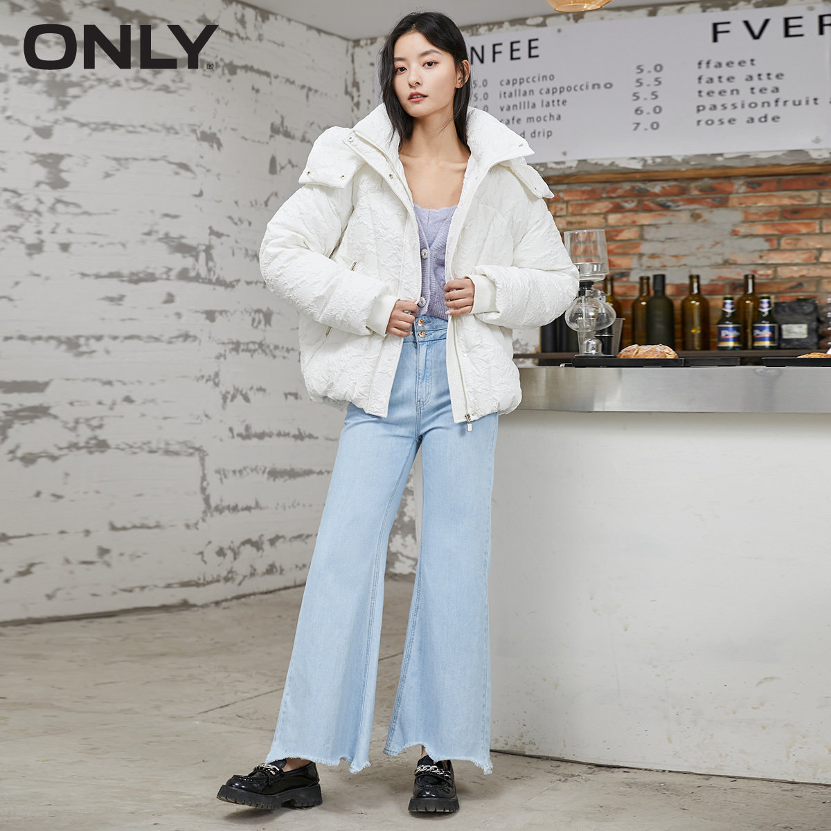 only奥莱春季90绒高领连帽羽绒服 ONLYoutlets店羽绒服