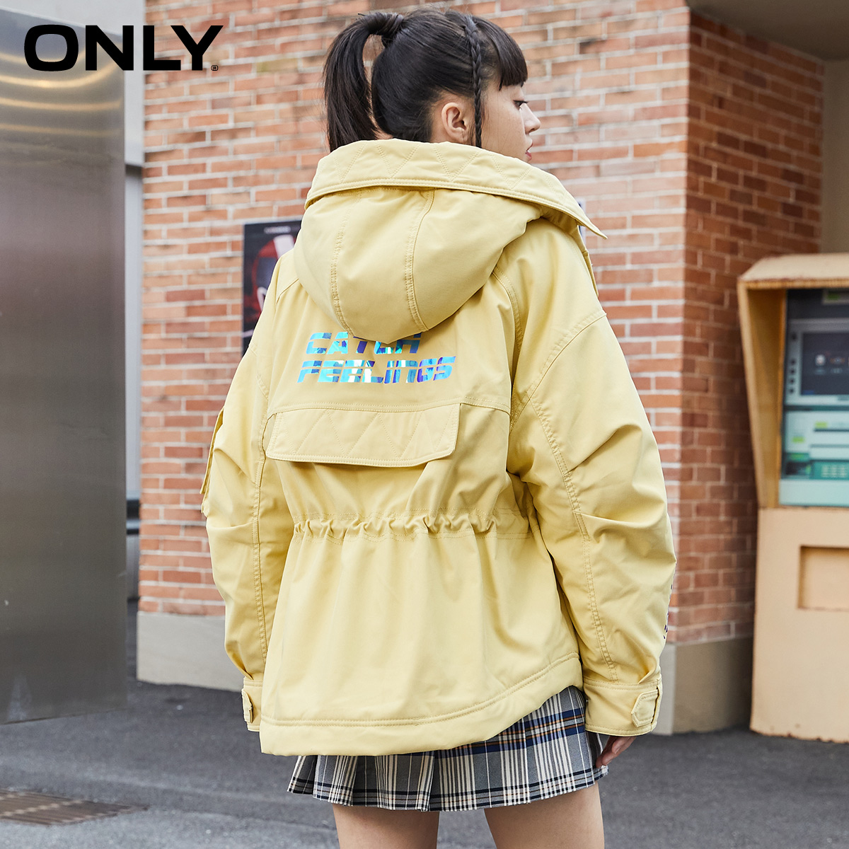 only秋季新款宽松显瘦抽绳收腰棉服 ONLYoutlets店棉衣/棉服