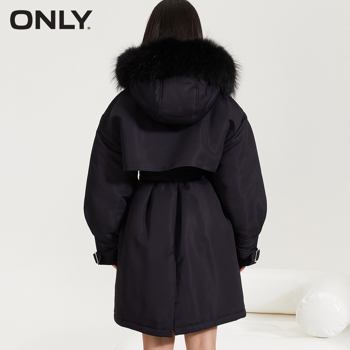 only2021冬季新款90绒大毛领羽绒服 ONLYoutlets店羽绒服