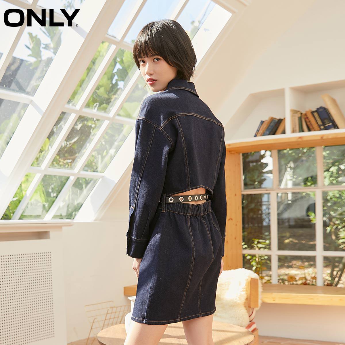 only2021长袖短款收腰牛仔女连衣裙 ONLYoutlets店连衣裙