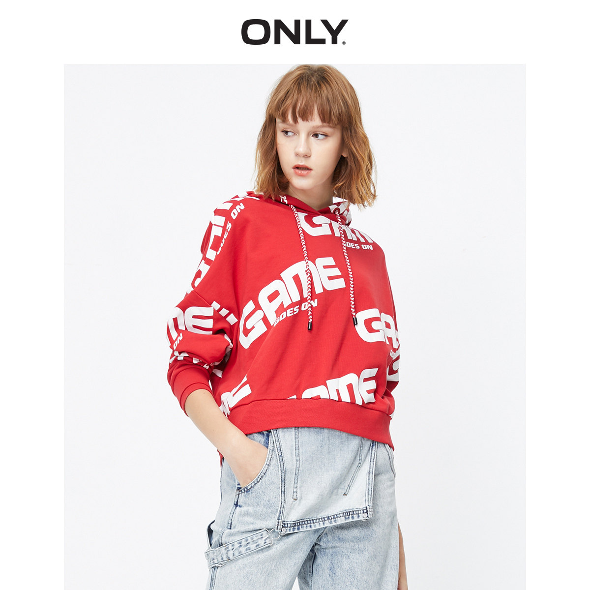 only奥莱秋季新款前短后长字母卫衣 ONLYoutlets店卫衣/绒衫