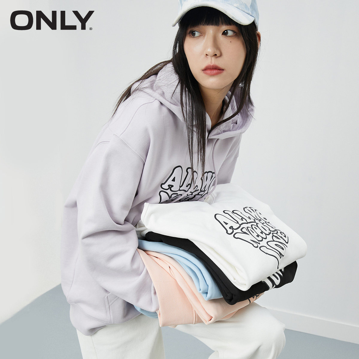 only奥莱2021冬季新款爱心字母卫衣 ONLYoutlets店卫衣/绒衫