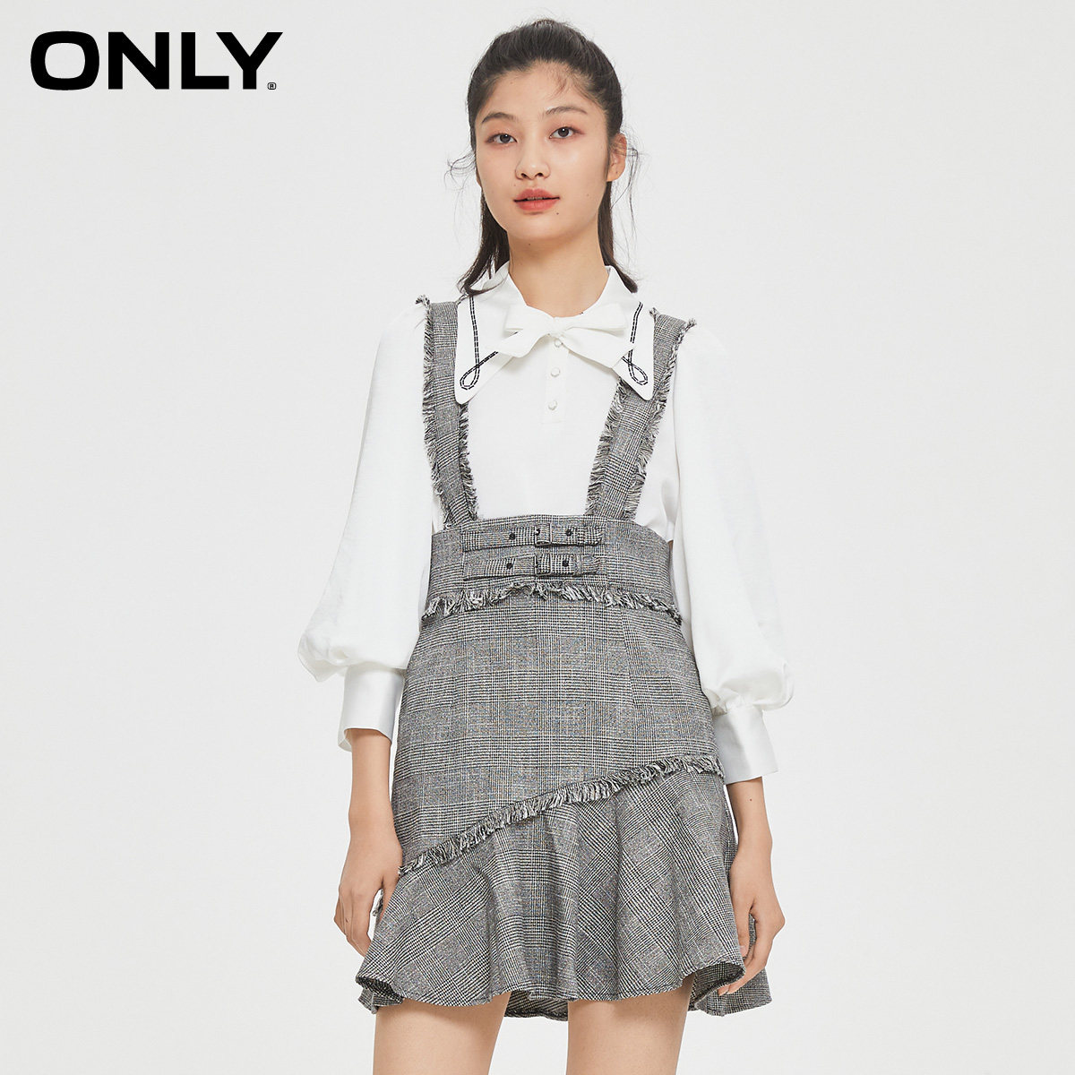 only2022春季新款毛边装饰连衣裙 ONLYoutlets店连衣裙