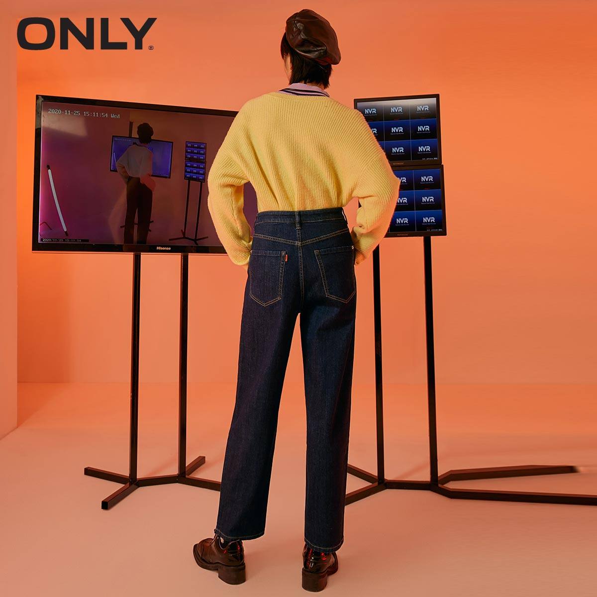 only奥莱新款高腰显瘦显高女牛仔裤 ONLYoutlets店牛仔裤