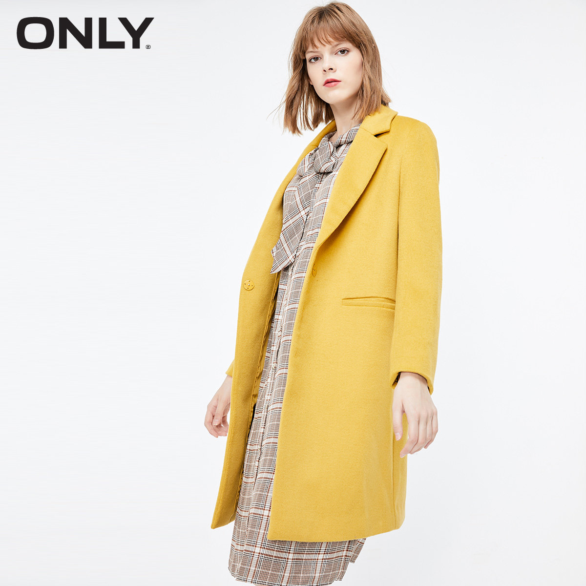 only奥莱秋季新款韩版赫本风中长款 ONLYoutlets店毛呢外套