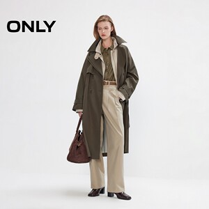 ONLY2026春季新款双排扣不对称双层领松弛插肩廓形长袖风衣外套女