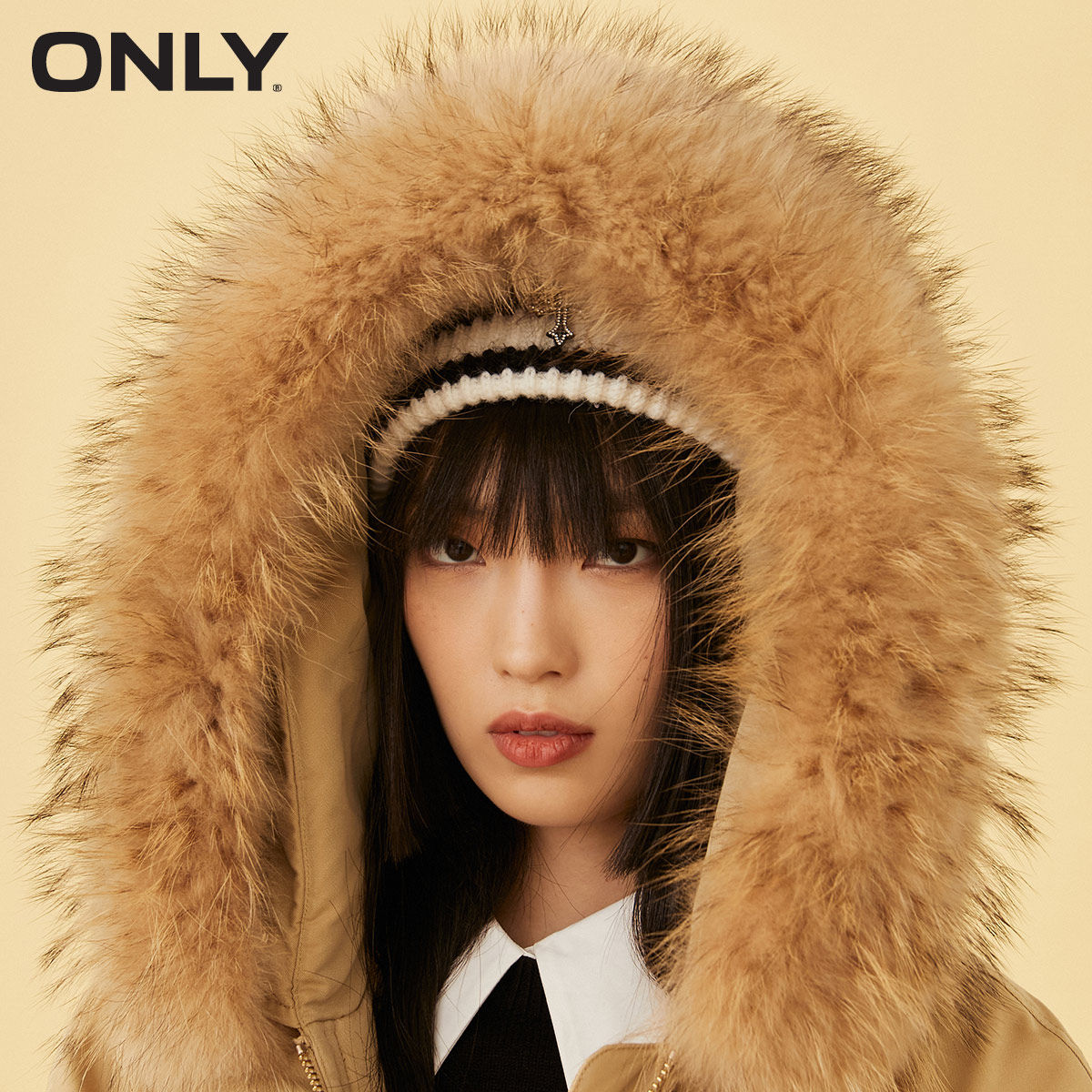 only2021秋季新款派克大毛领保暖 ONLYoutlets店棉衣/棉服