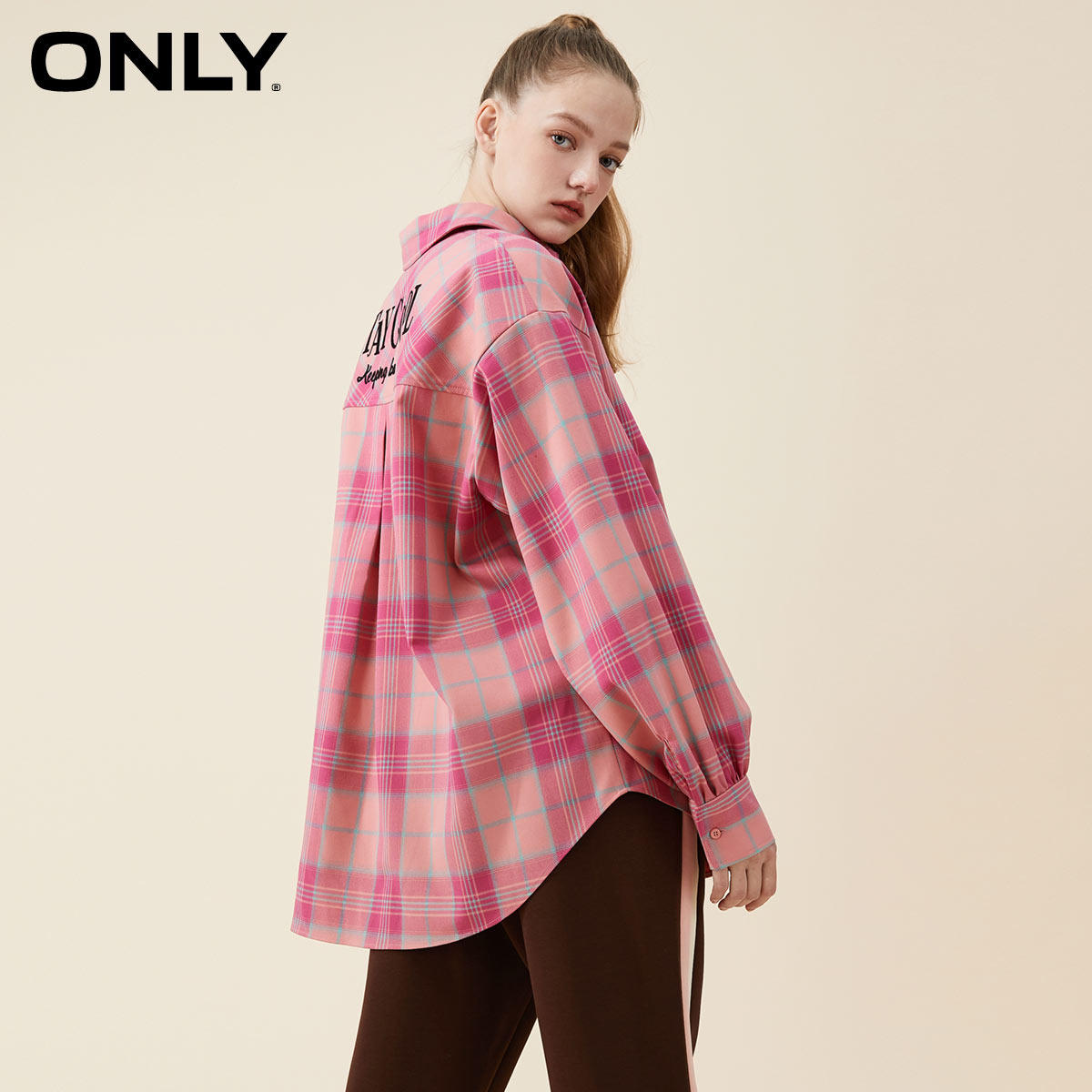 only奥莱2023春季新款百搭格纹衬衫 ONLYoutlets店衬衫