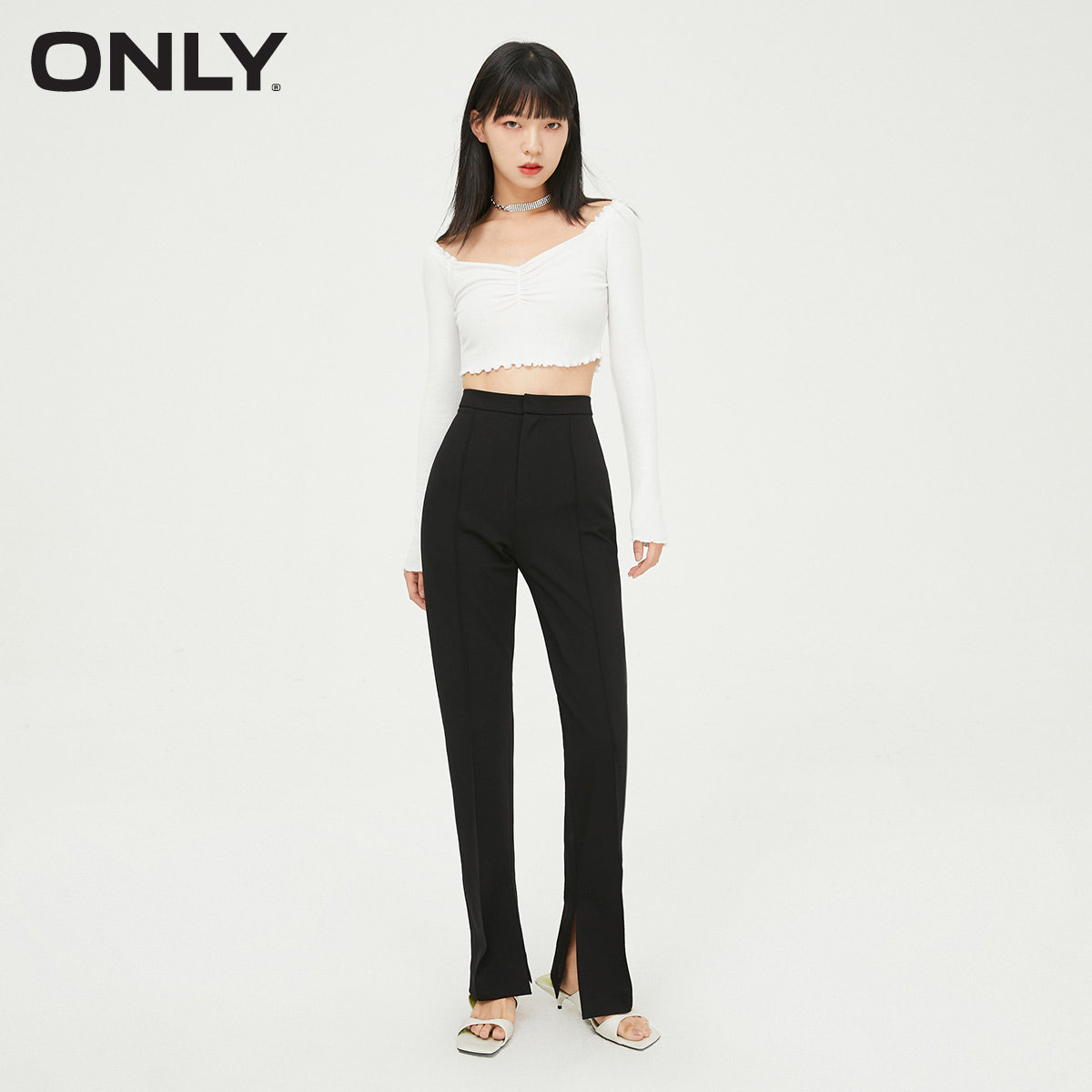 only2021冬季新款玻尿酸洋气面料 ONLYoutlets店休闲裤