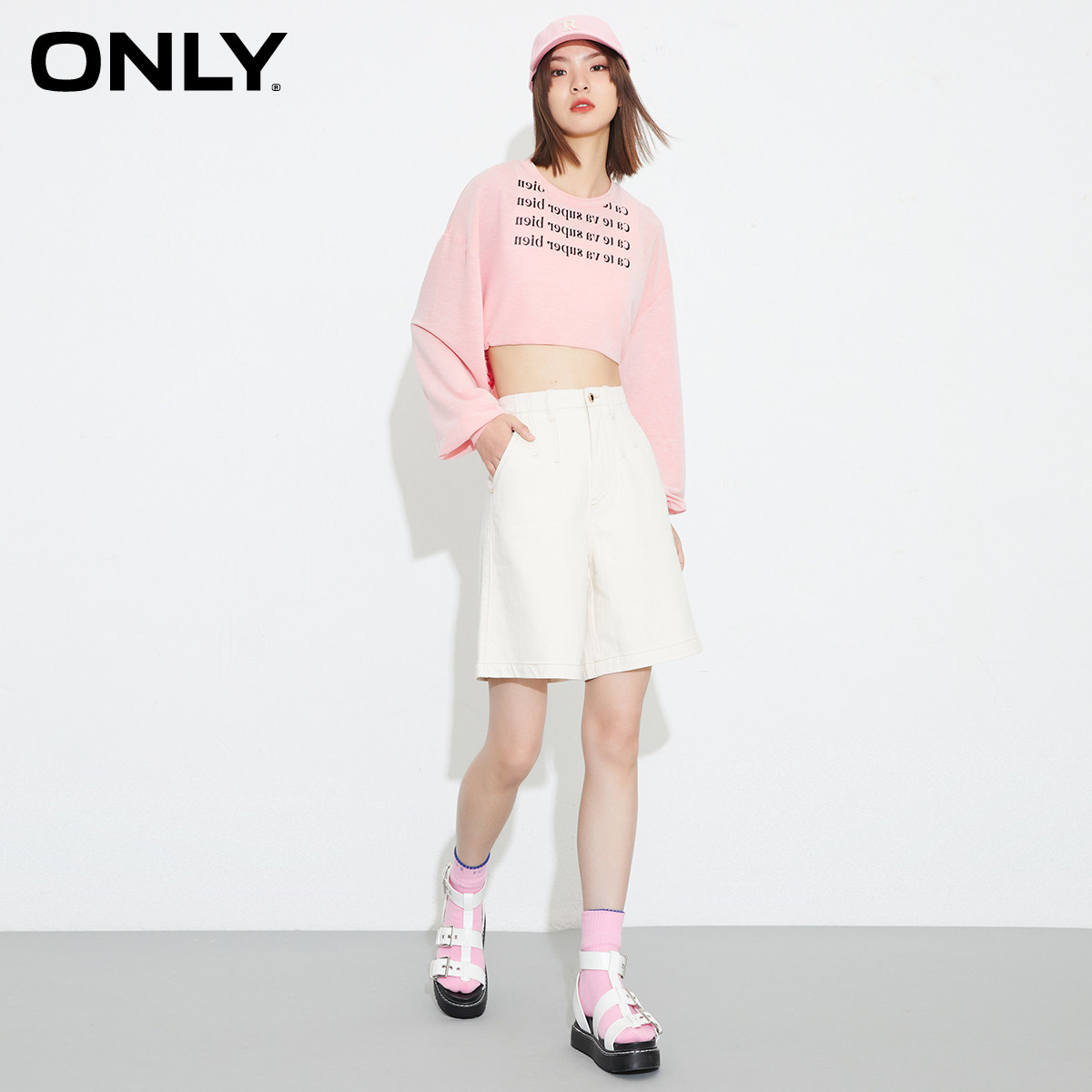 only奥莱春季新款通勤风高腰牛仔裤 ONLYoutlets店牛仔裤