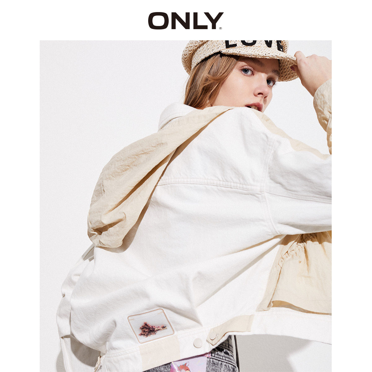 only奥莱秋季新款连帽收腰短款拼接 ONLYoutlets店风衣