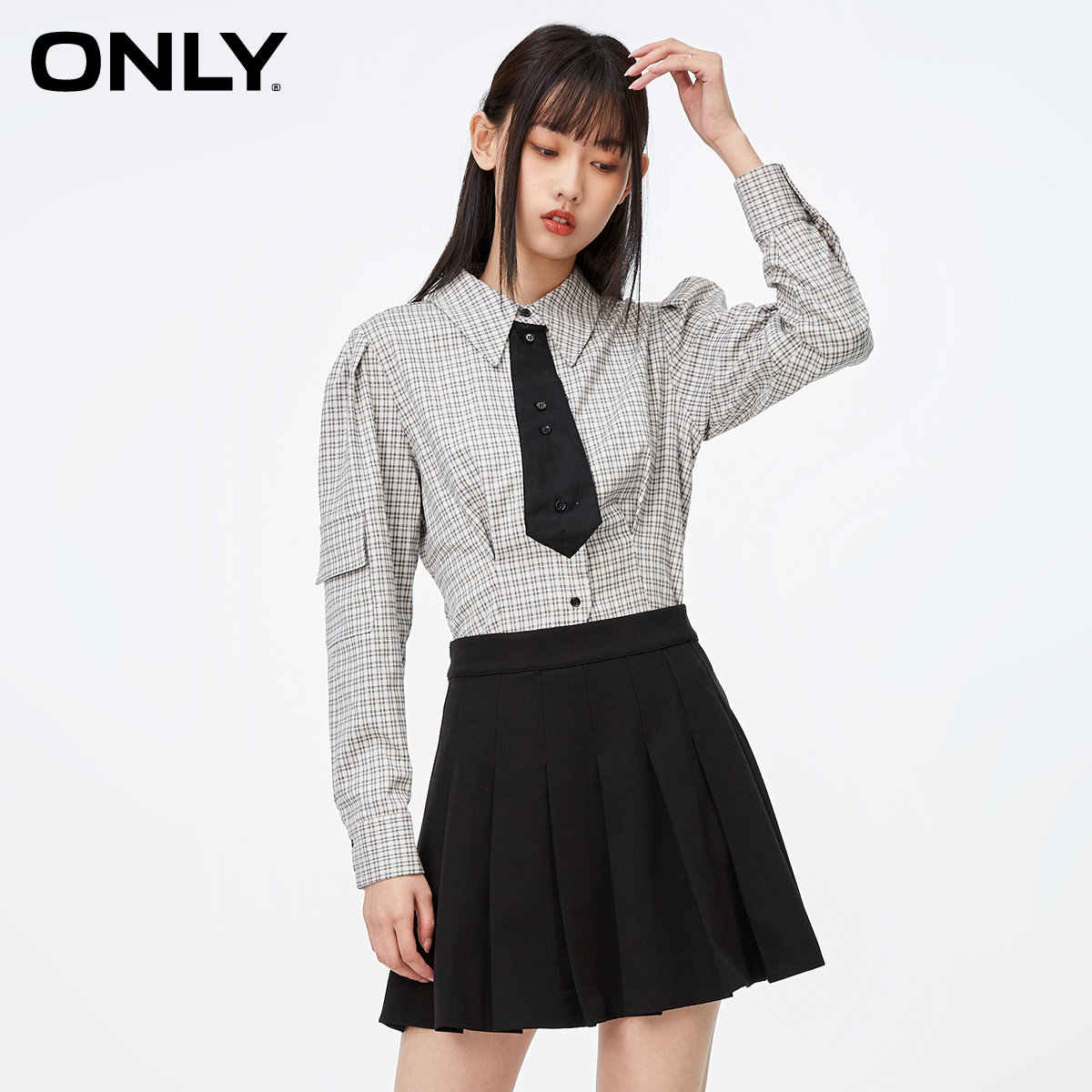 only奥莱春季新款jk格子百褶连衣裙 ONLYoutlets店连衣裙