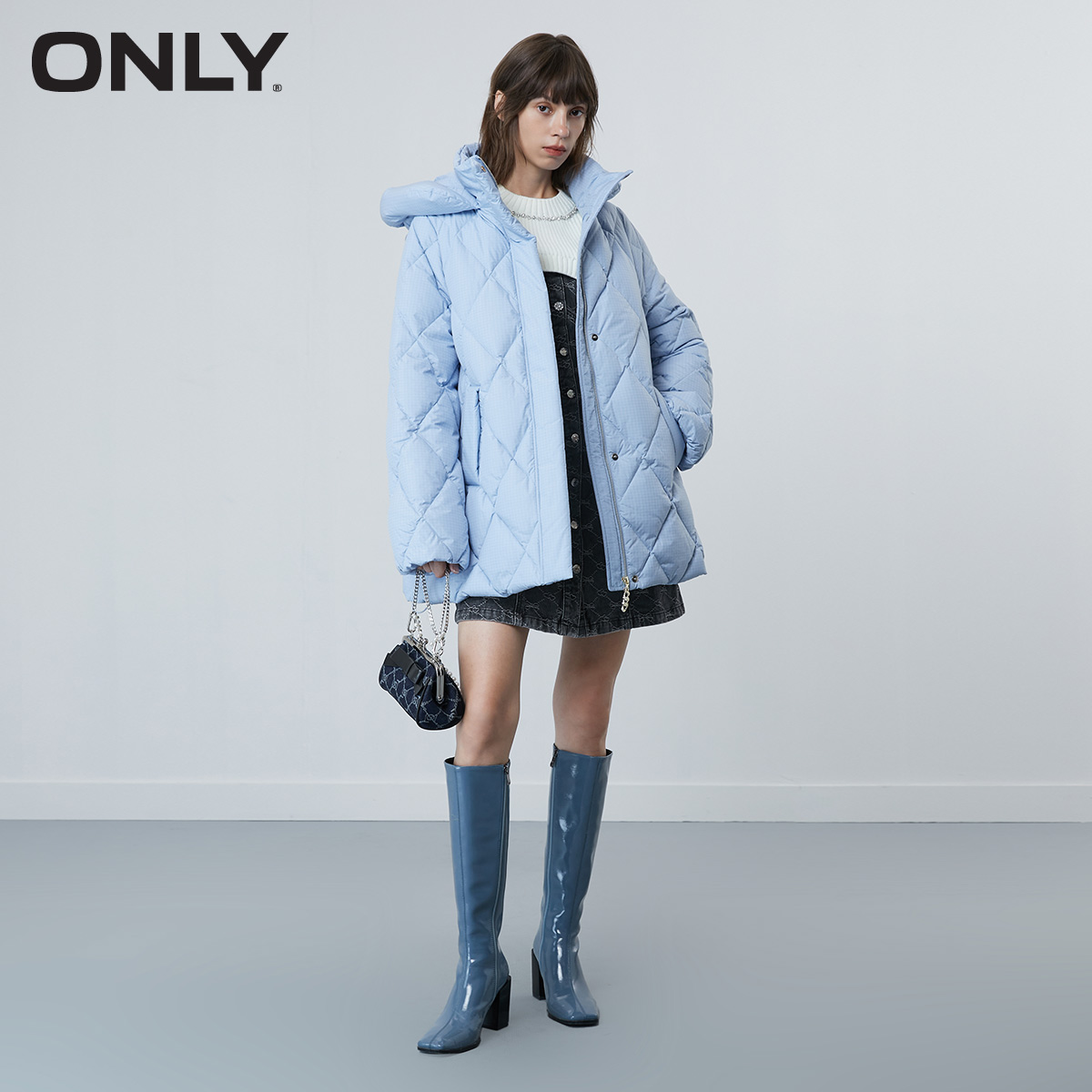 only2021冬季新款90绒菱格羽绒服 ONLYoutlets店羽绒服