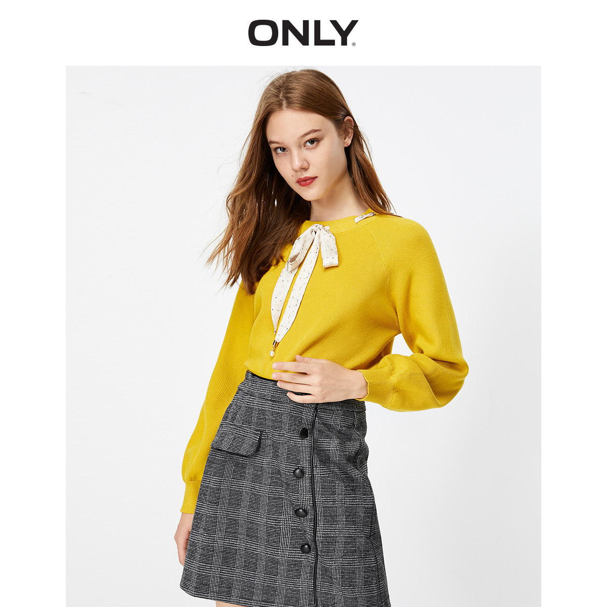 only奥莱冬季新款结丝巾领打底衫 ONLYoutlets店毛针织衫