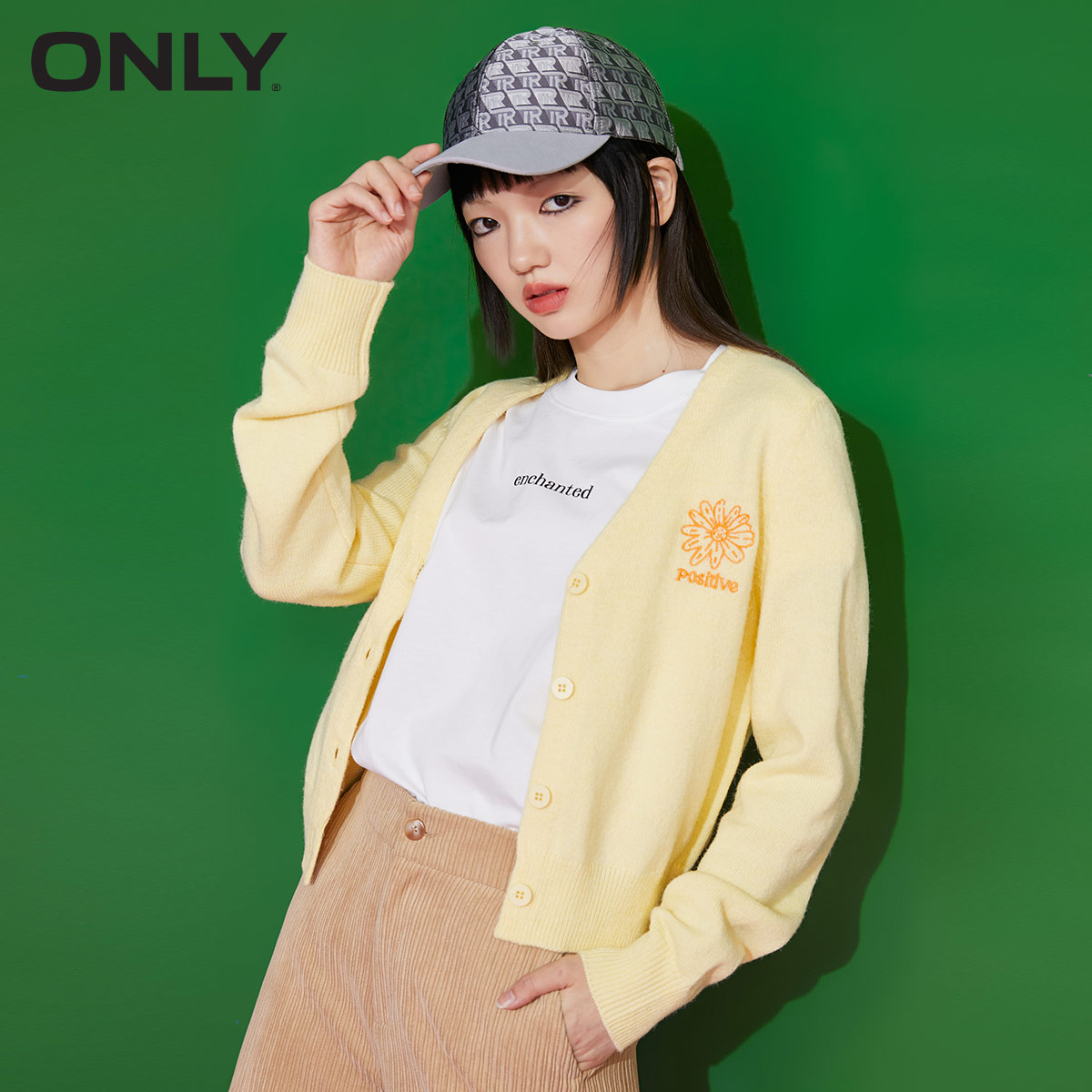 only奥莱春季新款甜美v领针织衫 ONLYoutlets店毛针织衫