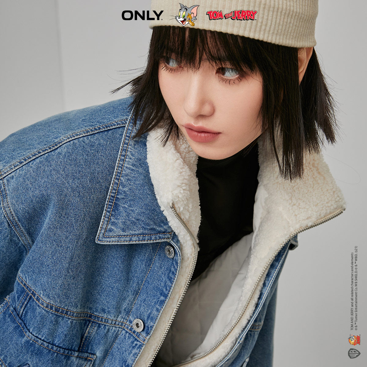 only2021冬季新款tom jerry棉服 ONLYoutlets店短外套