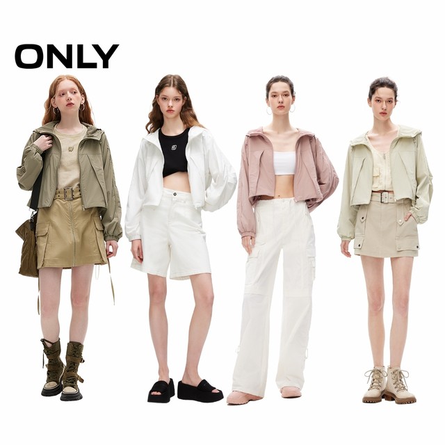 Autumn and winter casual fashion UPF50+ sunscreen drawstring hooded white coat for women