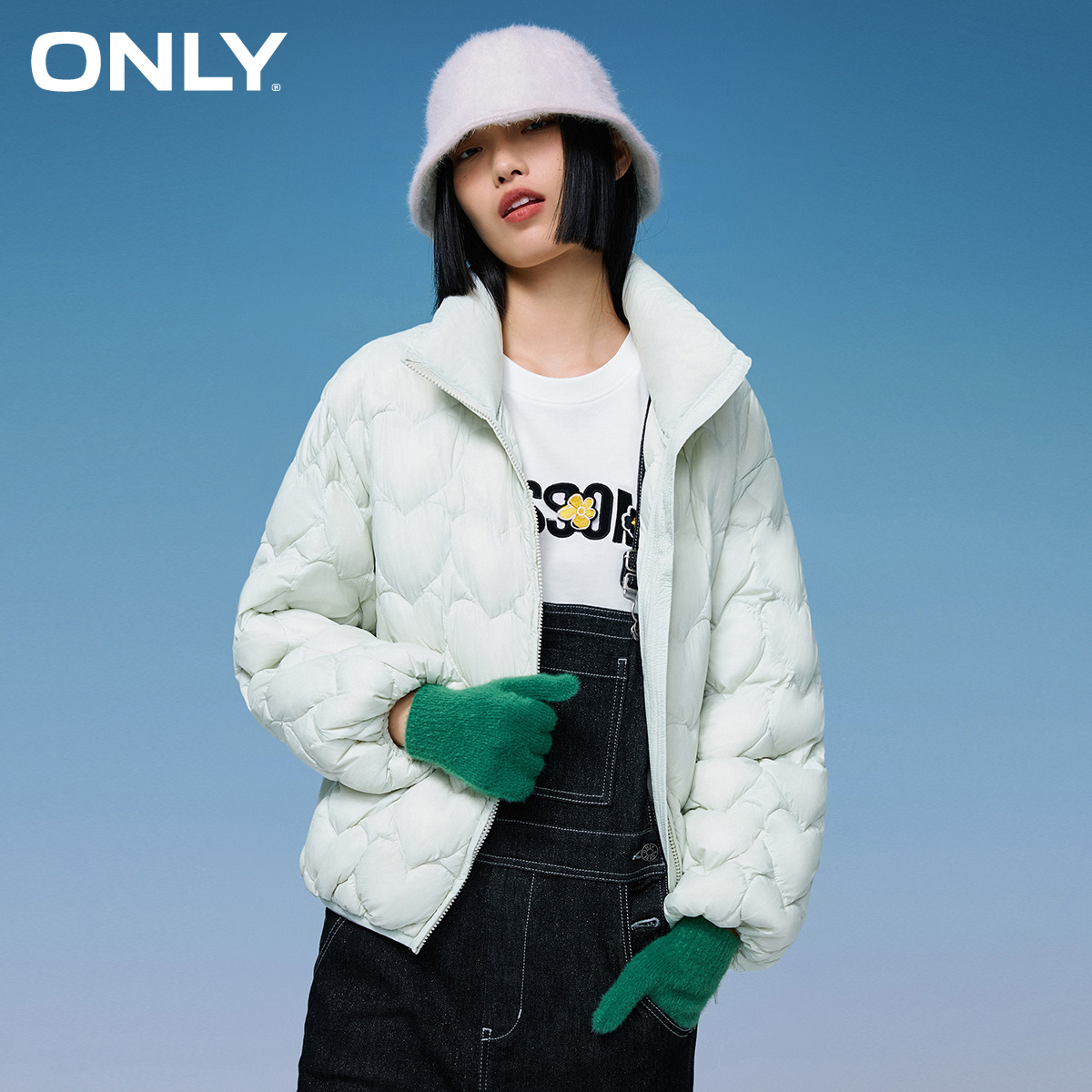 only2021冬季新款桃心立领羽绒服 ONLYoutlets店羽绒服