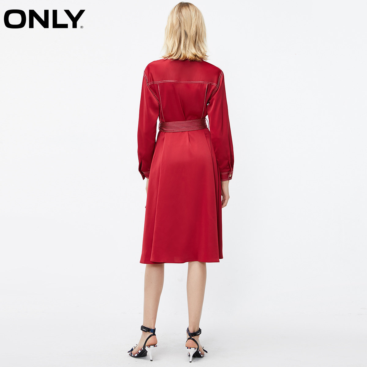 only夏季新款气质收腰长袖新年衬衫 ONLYoutlets店连衣裙