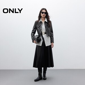 【ONLY奥莱】春季新款潮酷风利落挺括质感长袖正肩翻领夹克外套女